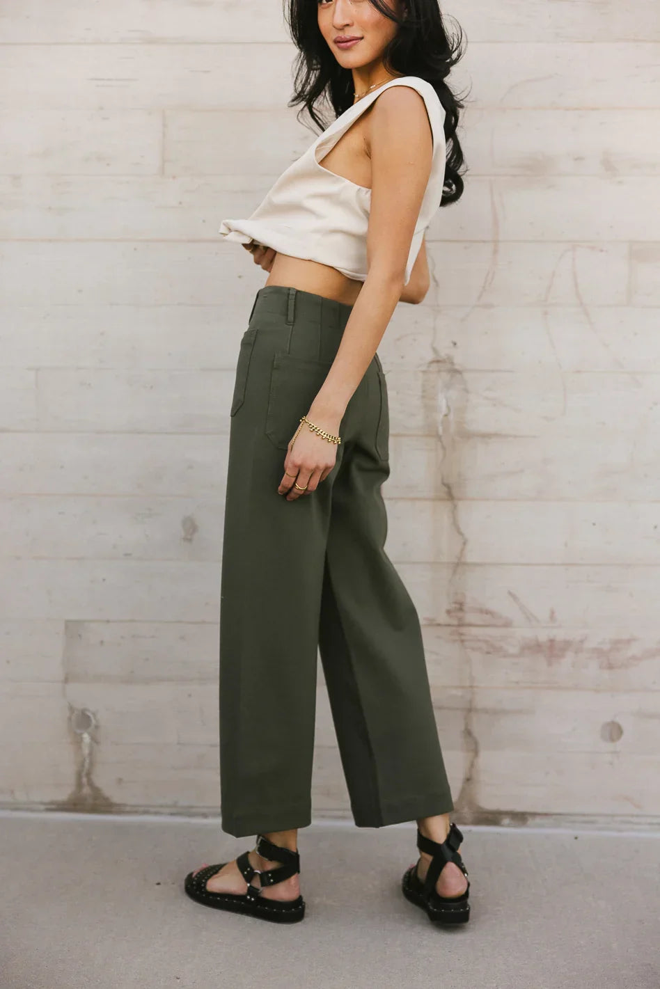 Sadie Wide Leg Pants in Olive FINAL SALE