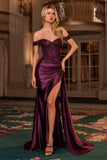 Hailee Gown Off The Shoulder Lace Satin Fitted Gown