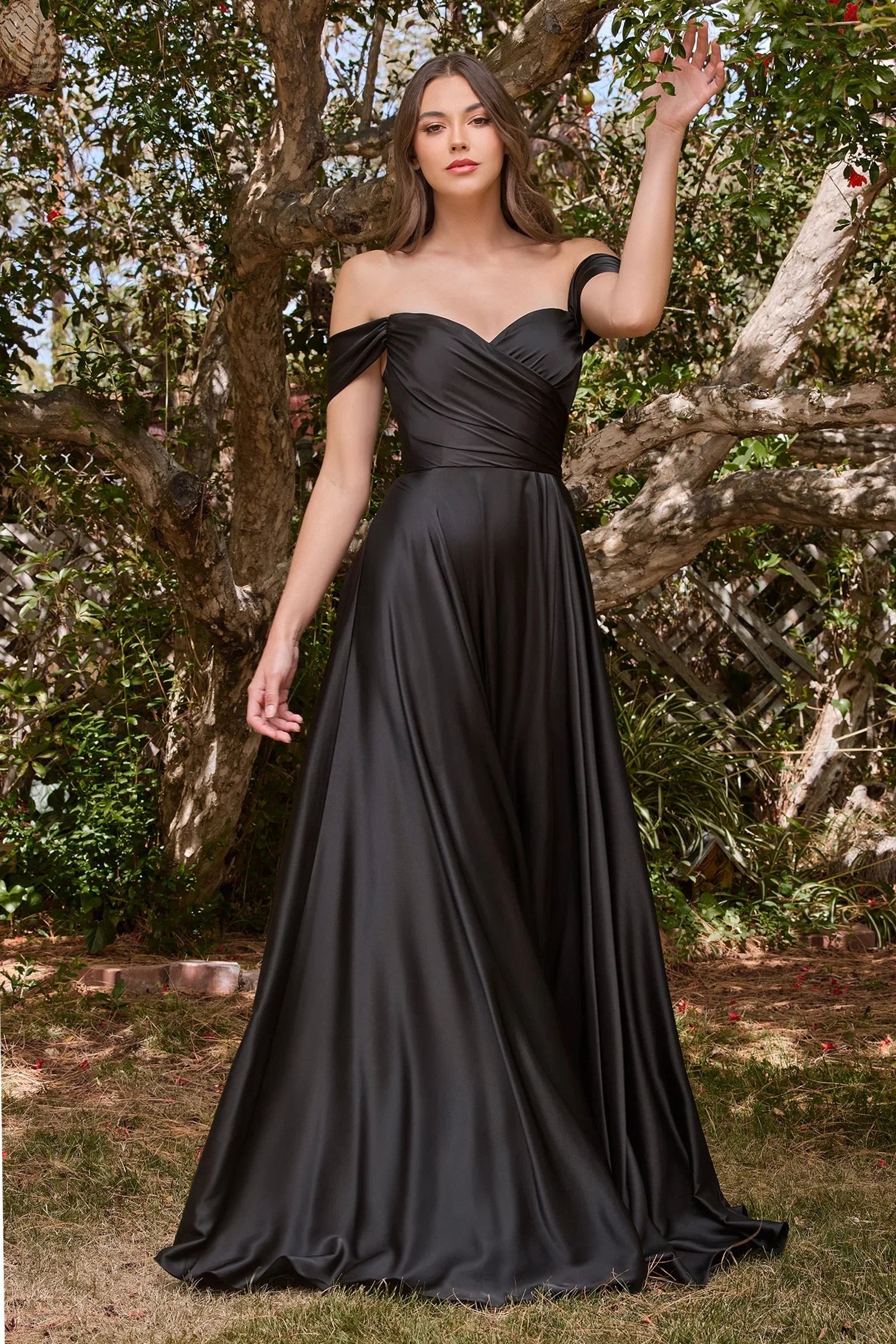 JILLIAN GOWN A LINE SOFT SATIN OFF THE SHOULDER DRESS