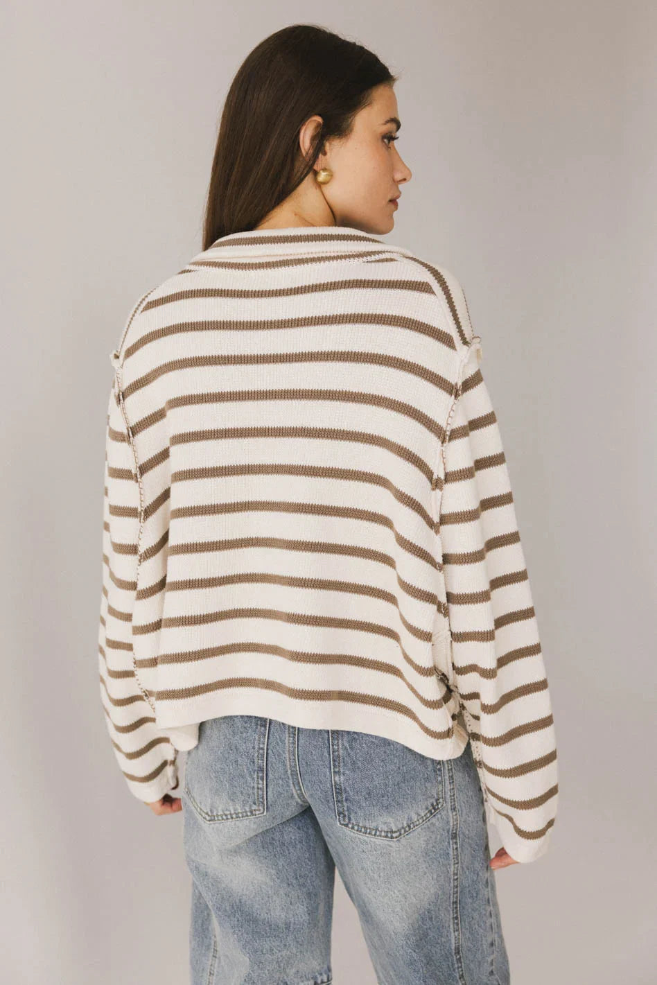Harper Striped Cardigan in Olive FINAL SALE