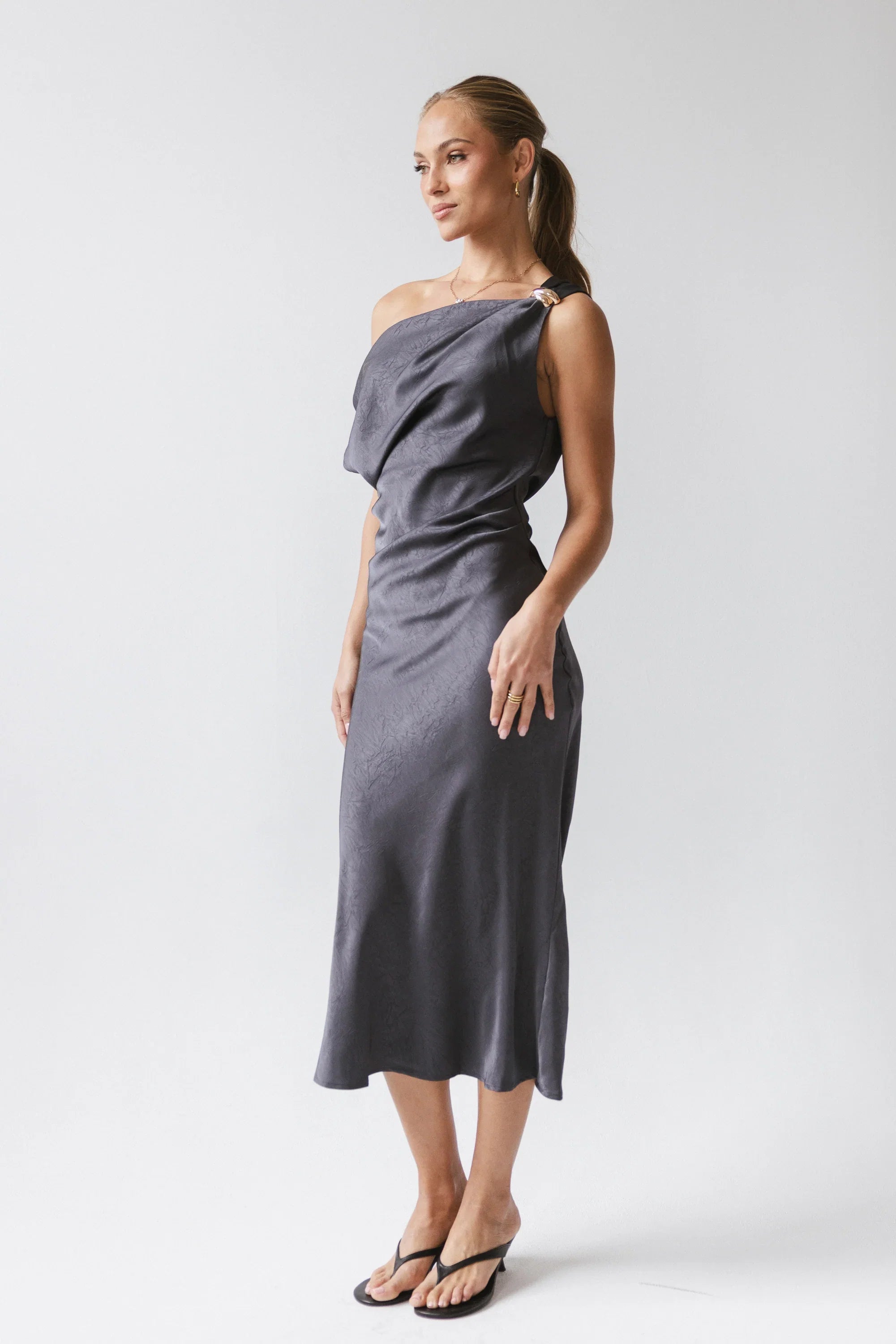 Malik Midi Dress in Navy