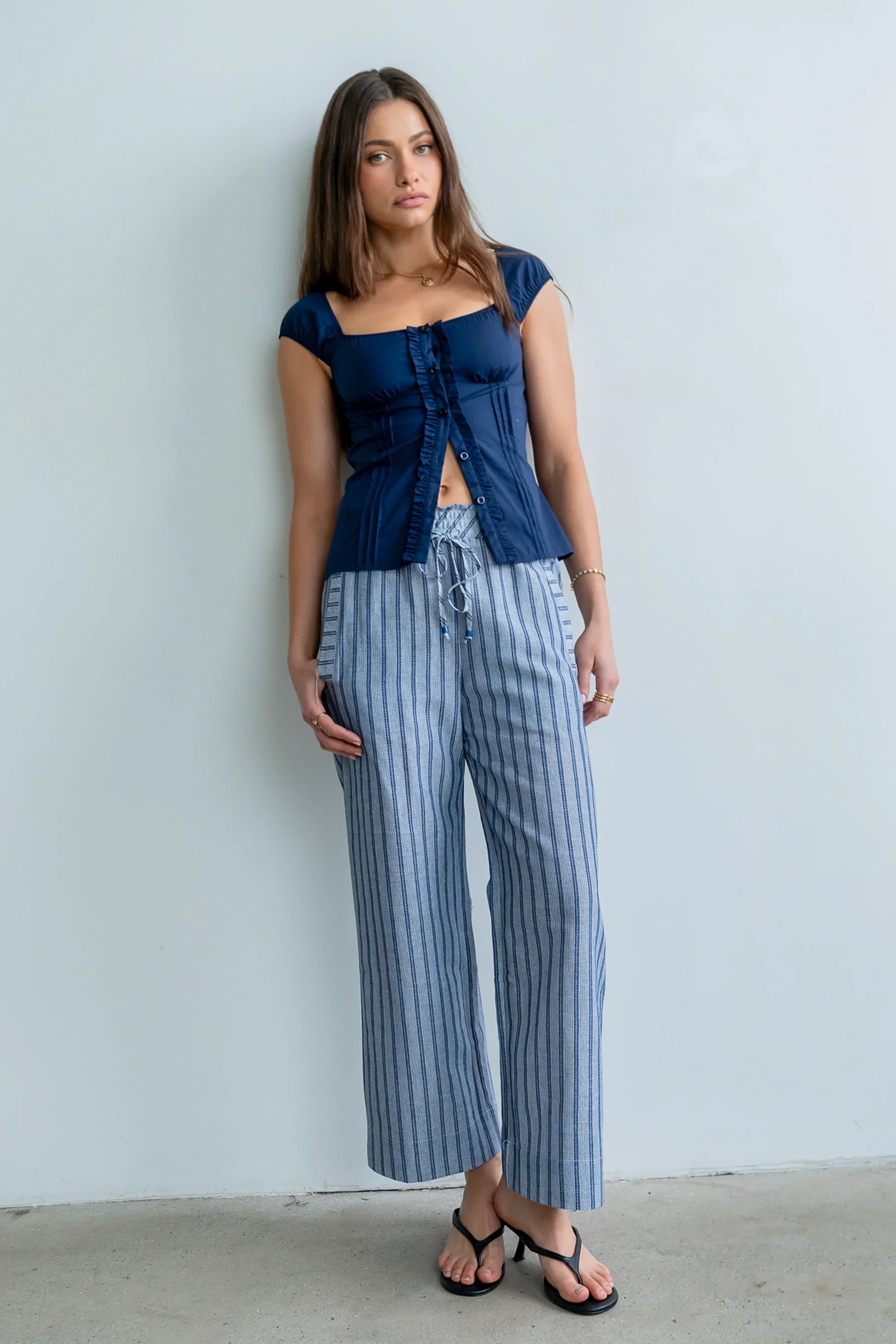 Paloma Pleated Blouse in Navy
