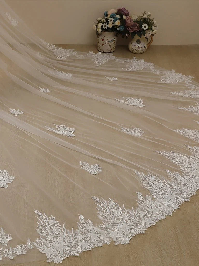 Starfish Lace Cathedral Veil Bridal Veil Wedding Veil