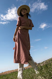 Bhar Midi Wrap Dress in Clay FINAL SALE