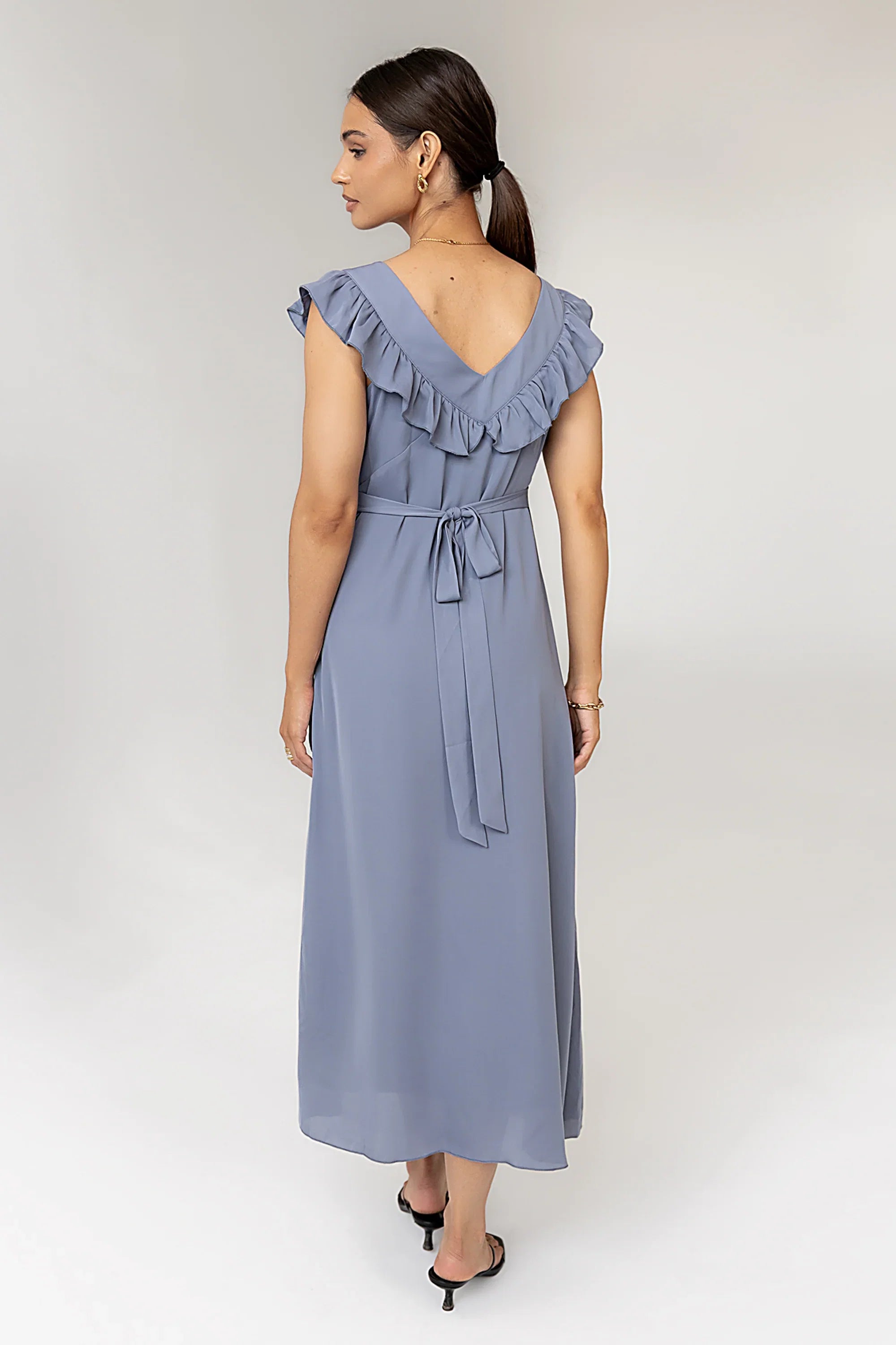 Lydia Ruffle Maxi Dress in Blue FINAL SALE