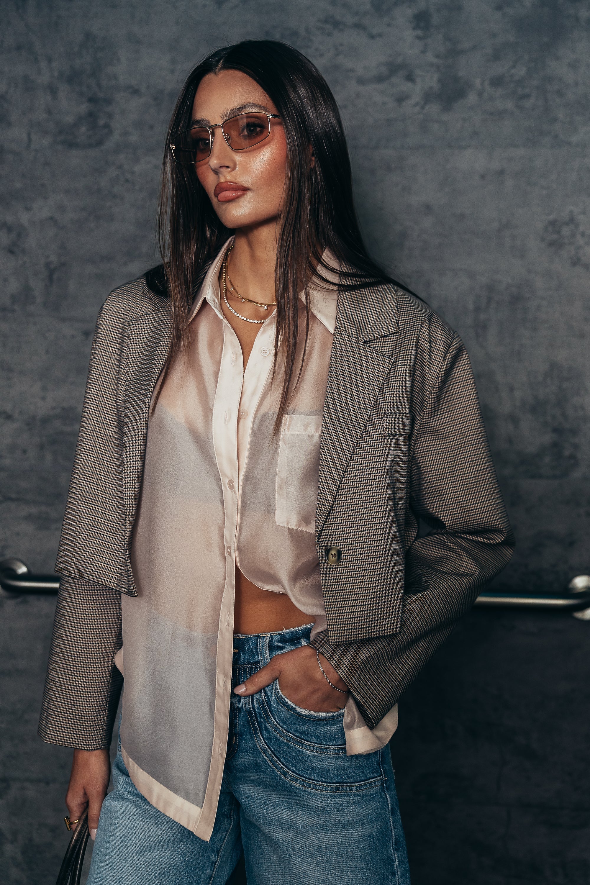 Liberty Sheer Button Up Blouse in Blush FINAL SALE