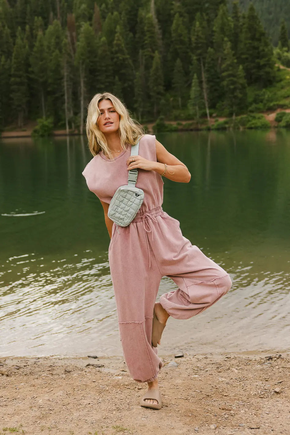 Weekend Warrior Jumpsuit in Pink FINAL SALE