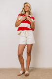 Blake Striped Top in Red