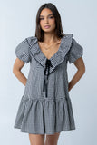 Tony Gingham Baby Doll Dress in Black