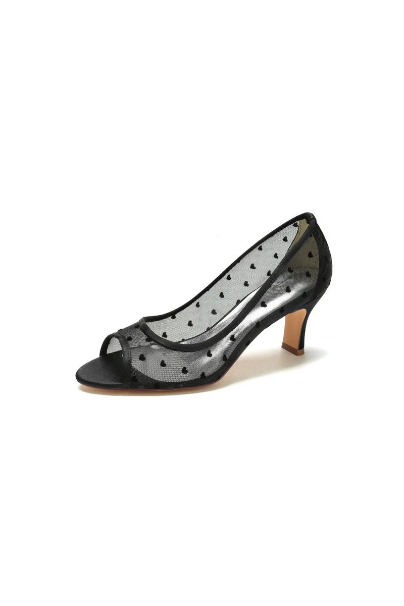 Peep Toe Slip on Mesh Stiletto Heels