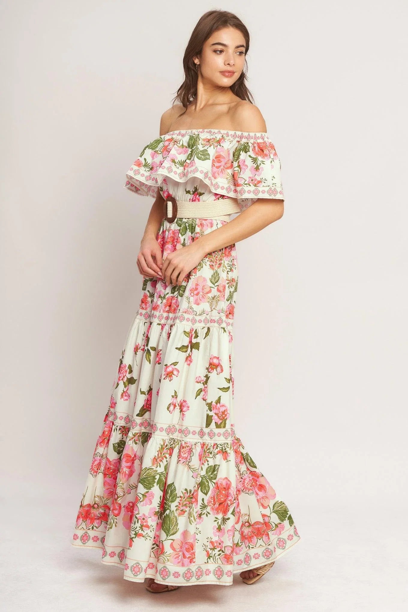 SWEET ESCAPE OFF SHOULDER MAXI DRESS