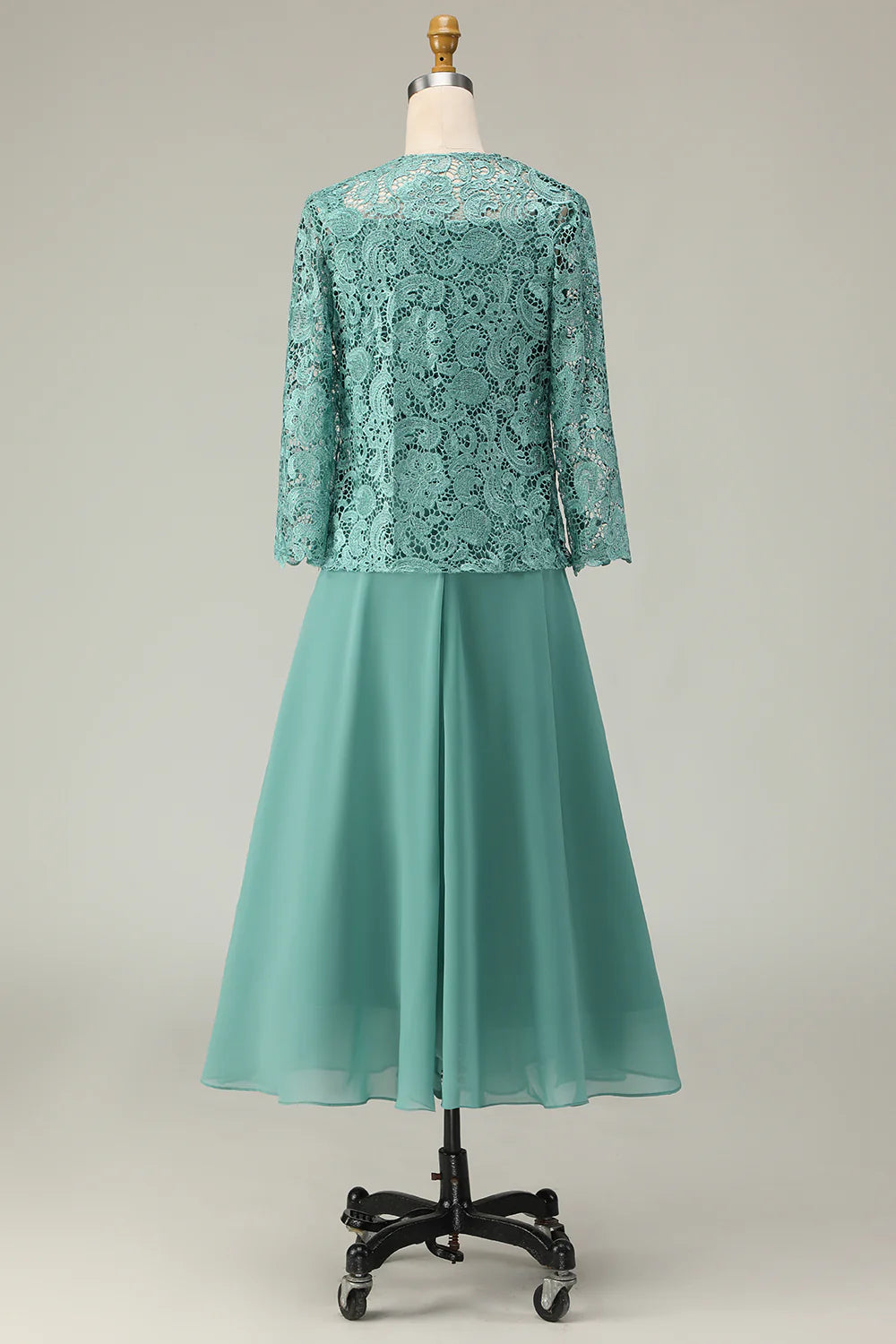 2 Piece A Line Eucalyptus Lace Midi Mother of the Bride Dress