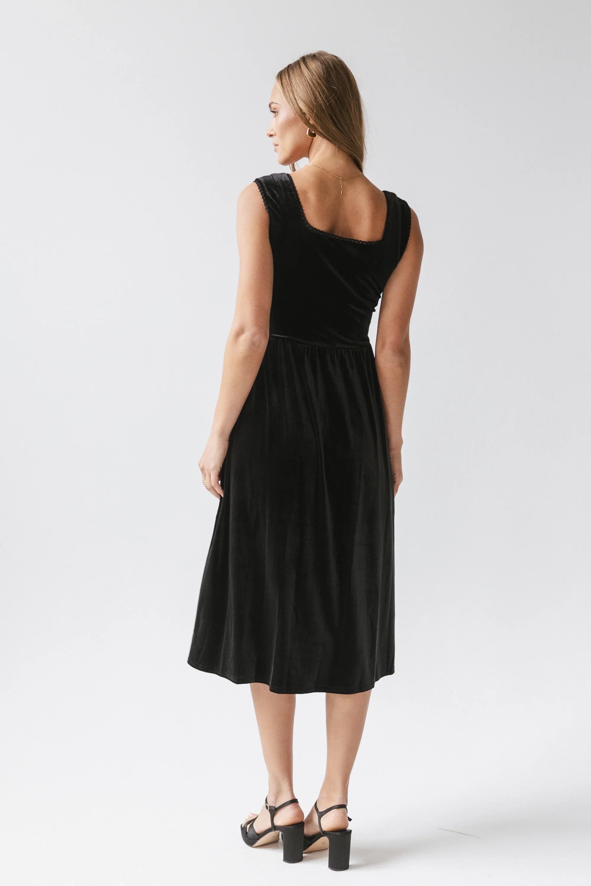 May Velvet Midi Dress in Black