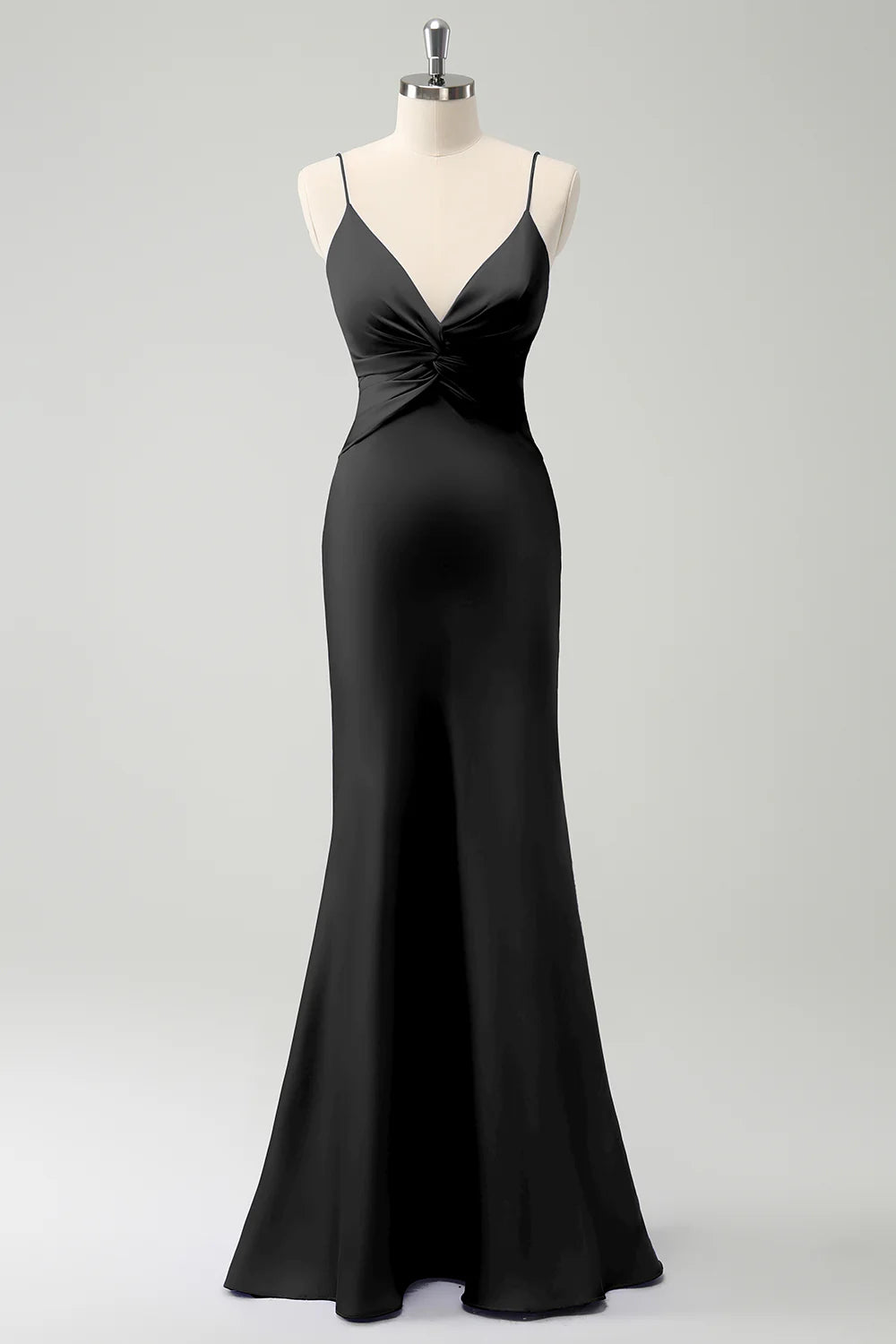 Purple Mermaid Front Criss Cross Pleated Floor Length Bridesmaid Dress