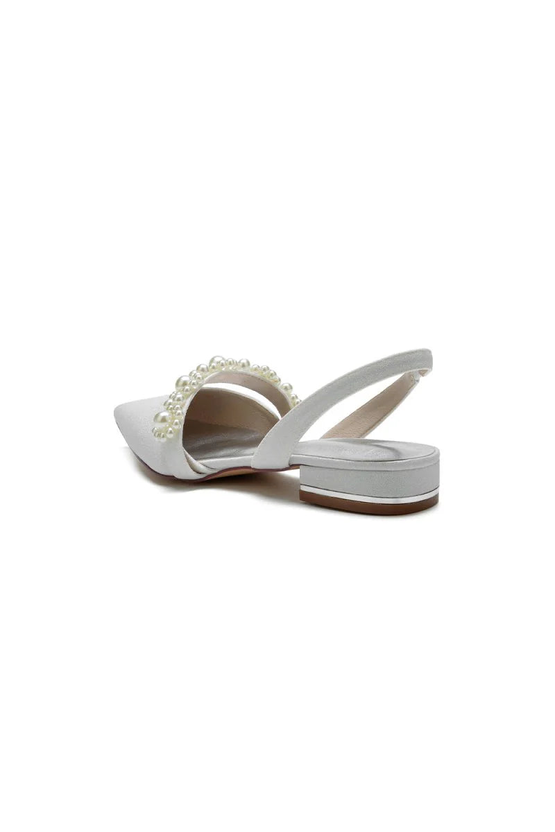 Pearl Strap Slingback Sequin Pointed Toe Flats