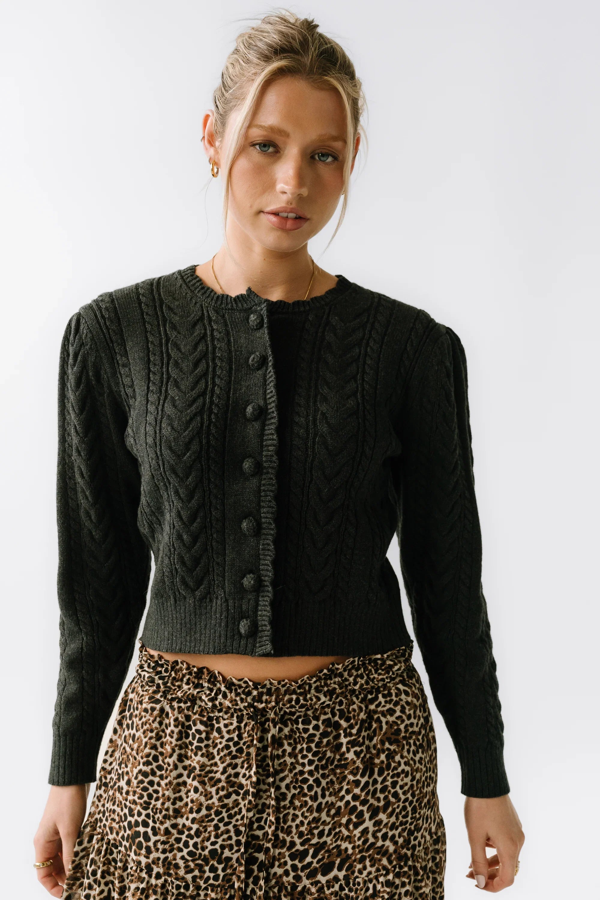 France Knit Cardigan in Charcoal FINAL SALE