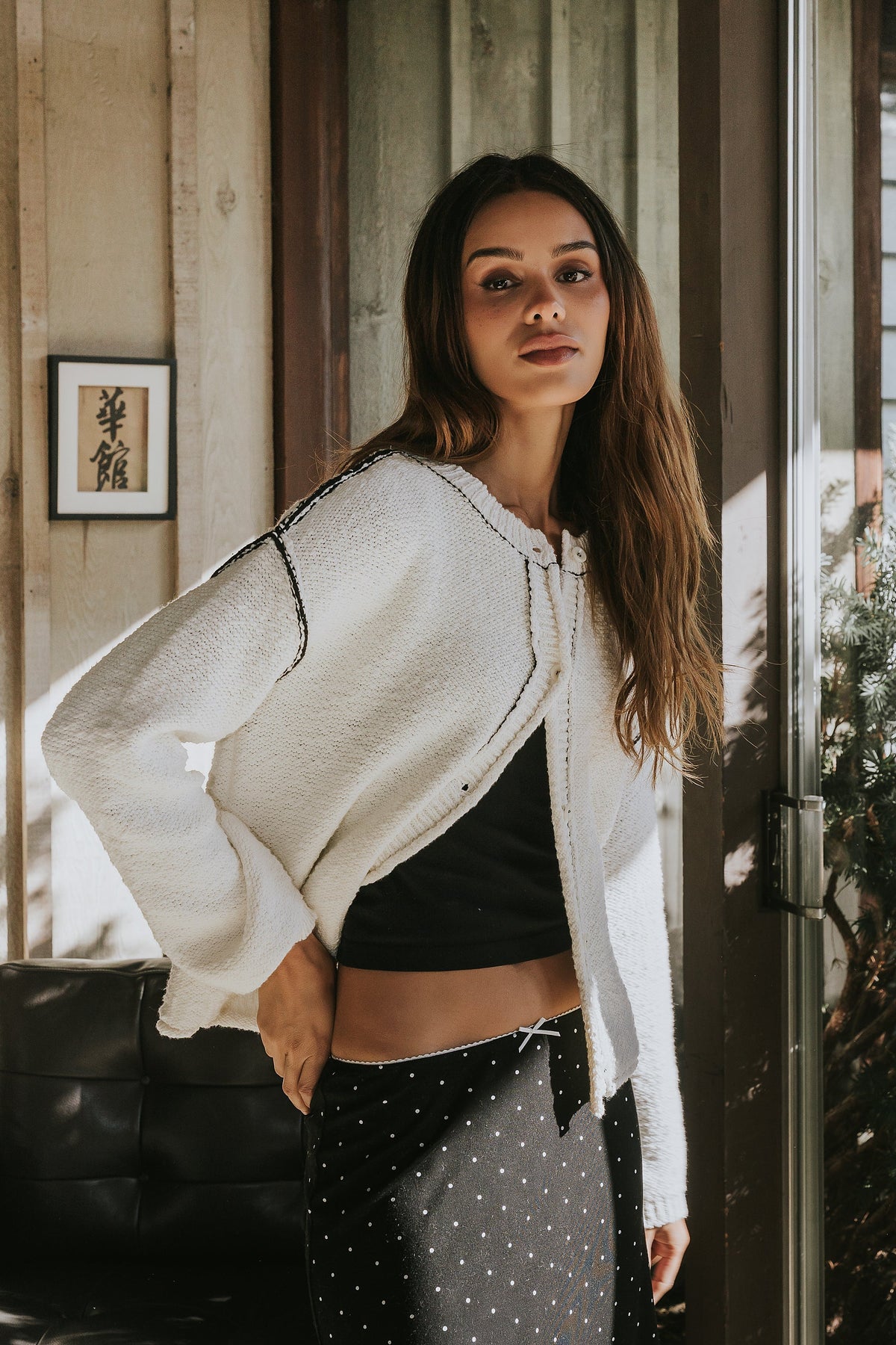 Mindi Contrast Sweater in Off White