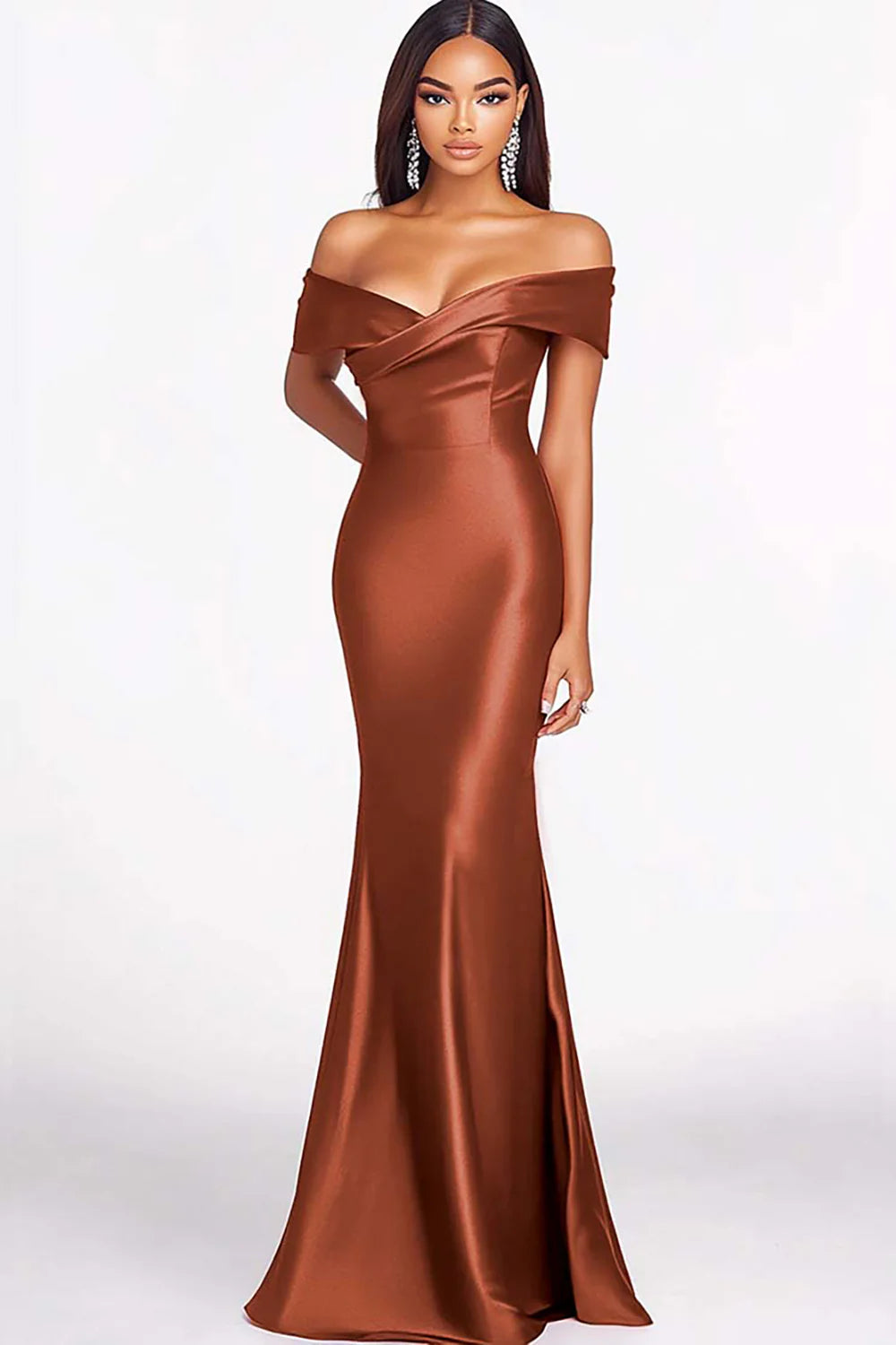 Dusty Sage Mermaid Off The Shoulder Satin Long Formal Dress