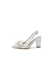 Pointed Toe Chunky Heels with Bow