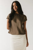 Marvin Satin Blouse in Taupe