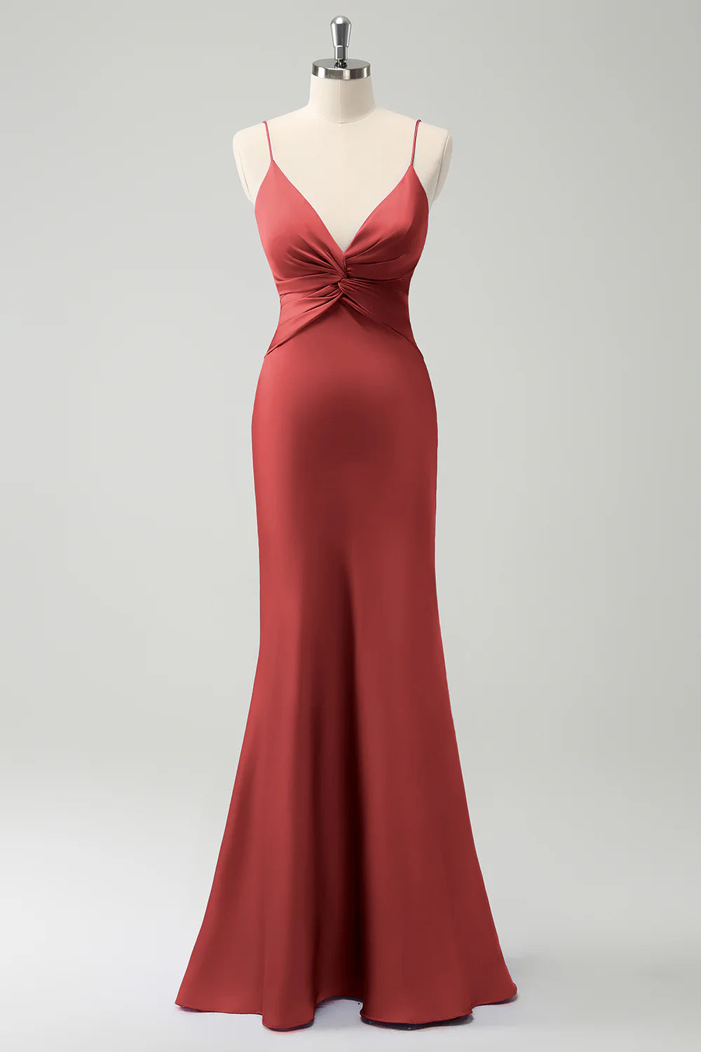 Purple Mermaid Front Criss Cross Pleated Floor Length Bridesmaid Dress