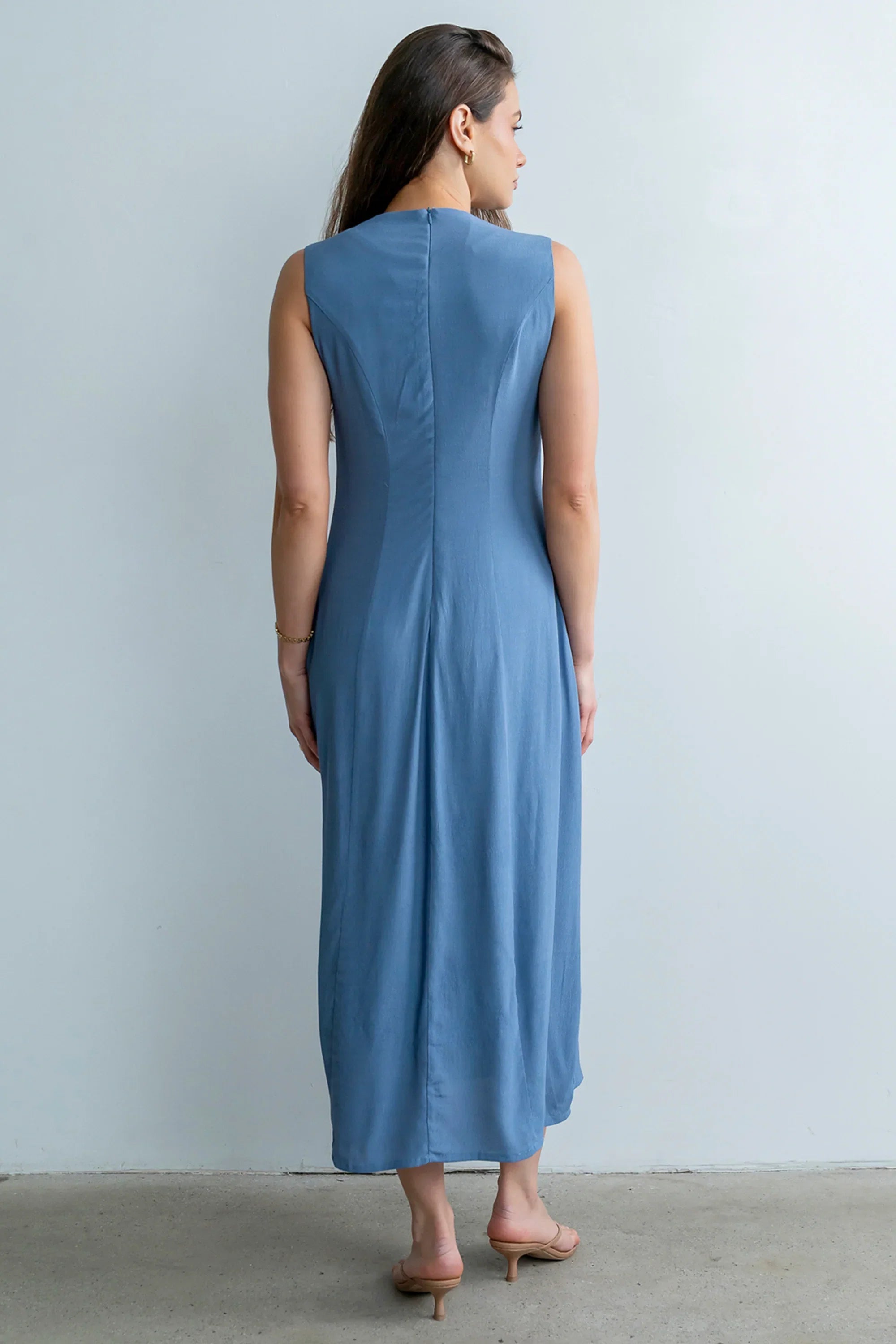 Noah Midi Dress in Blue