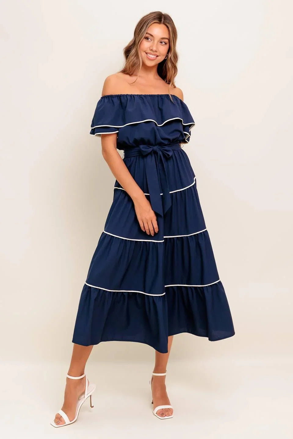 BUTTERCREAM DREAM NAVY MIDI DRESS