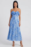 Sweetheart A Line Light Blue Wedding Guest Dress with Appliques
