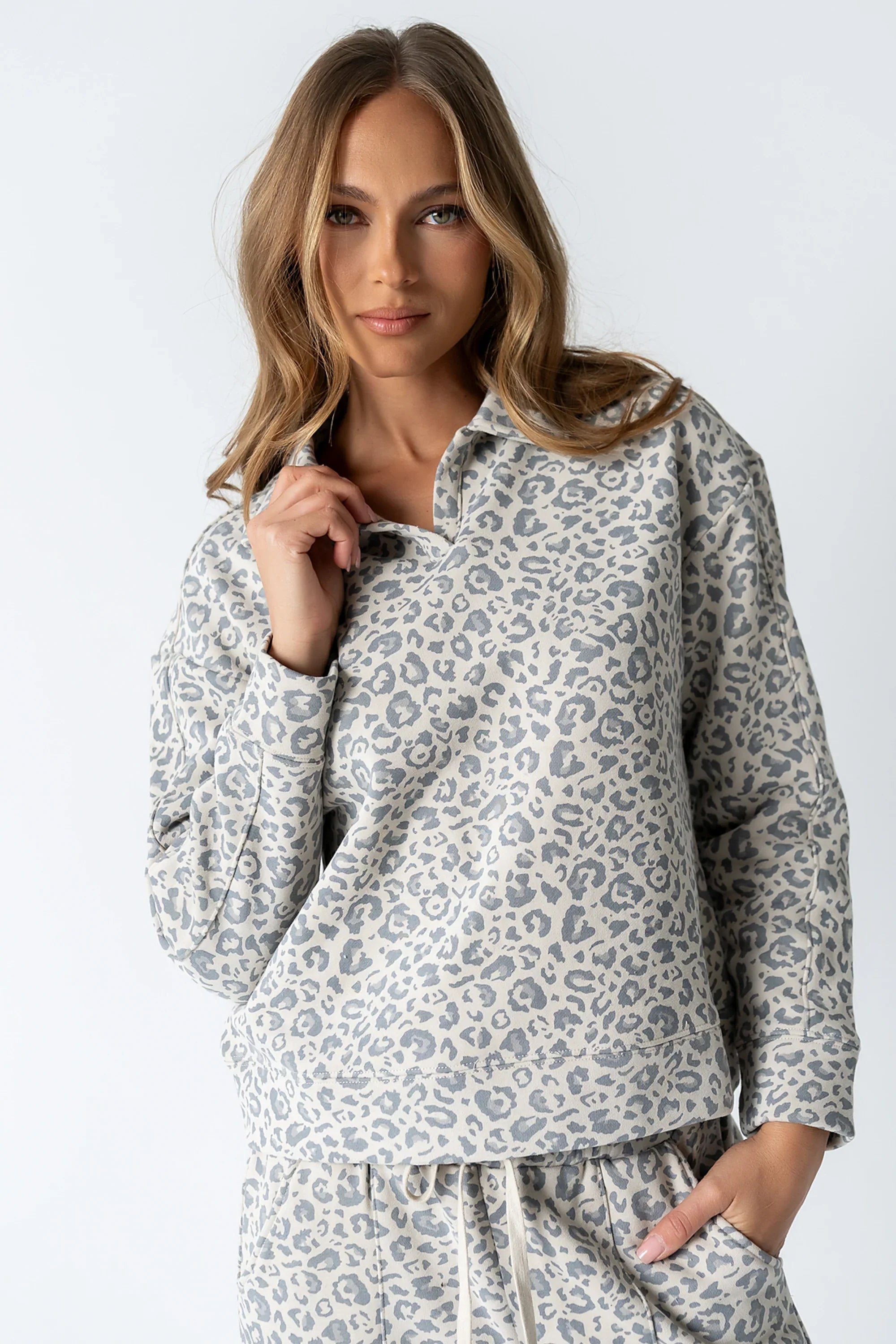 Patricia Collared Sweatshirt in Leopard FINAL SALE