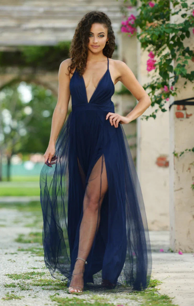 Sydney Maxi Dress Navy Tulle Dress
