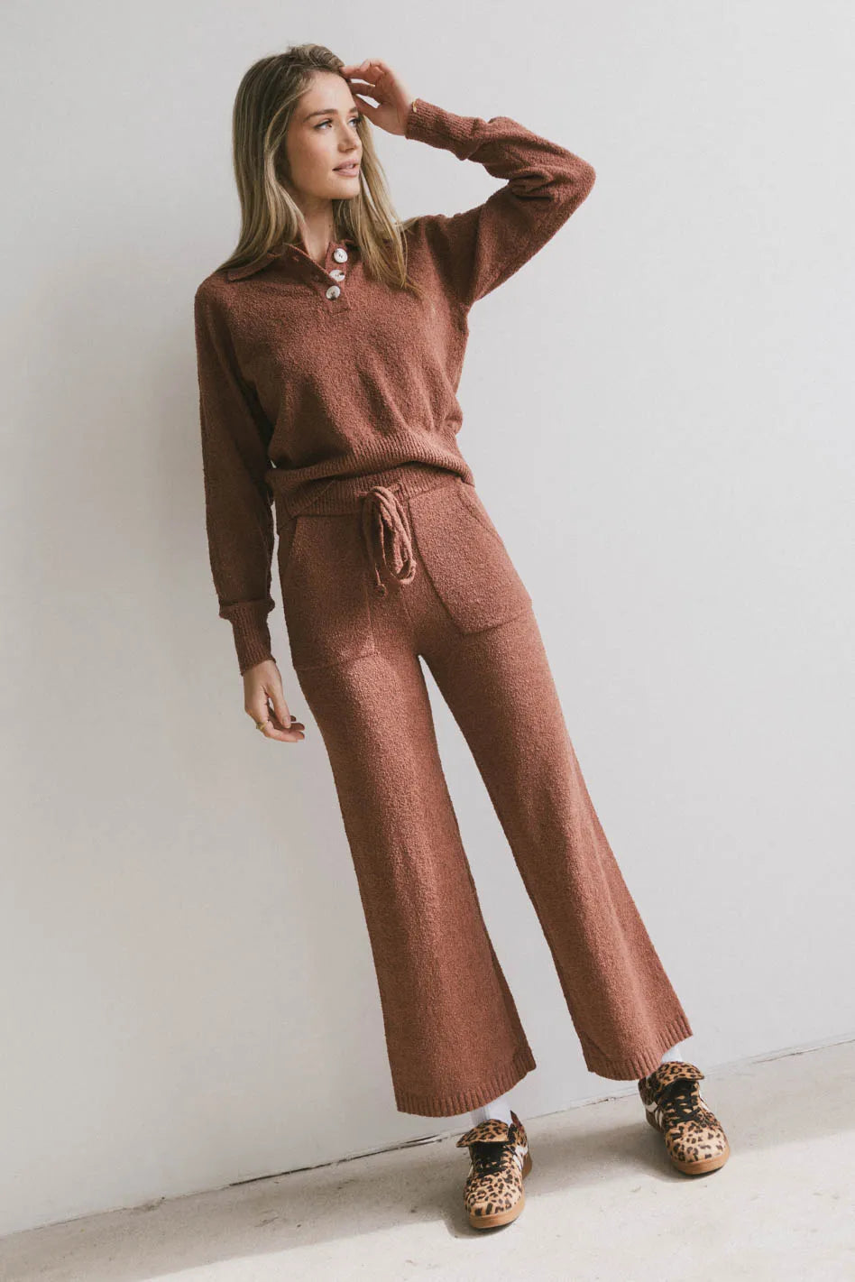 Breck Knit Pants in Brick FINAL SALE