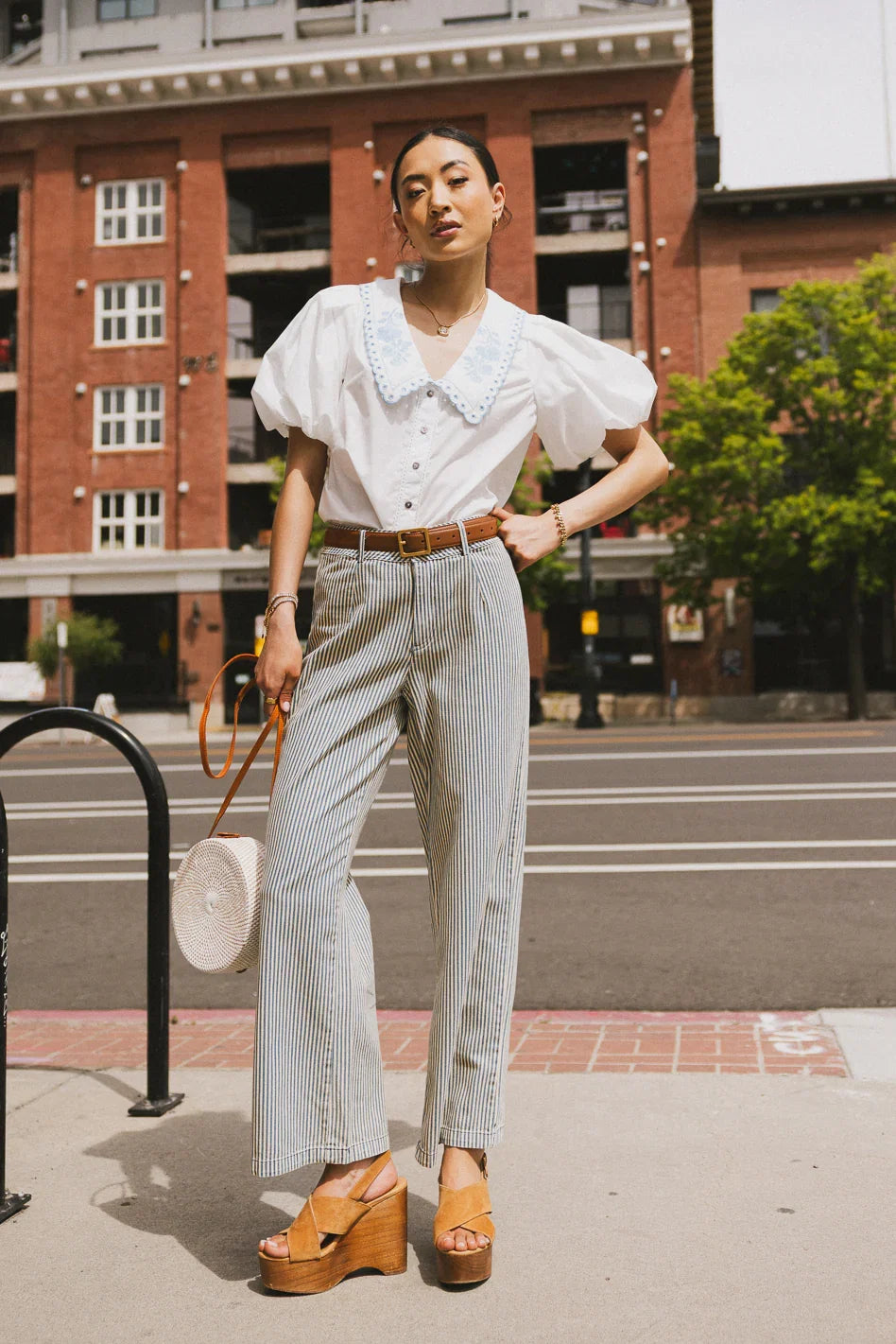 Fiorelle Striped Wide Leg Jeans FINAL SALE