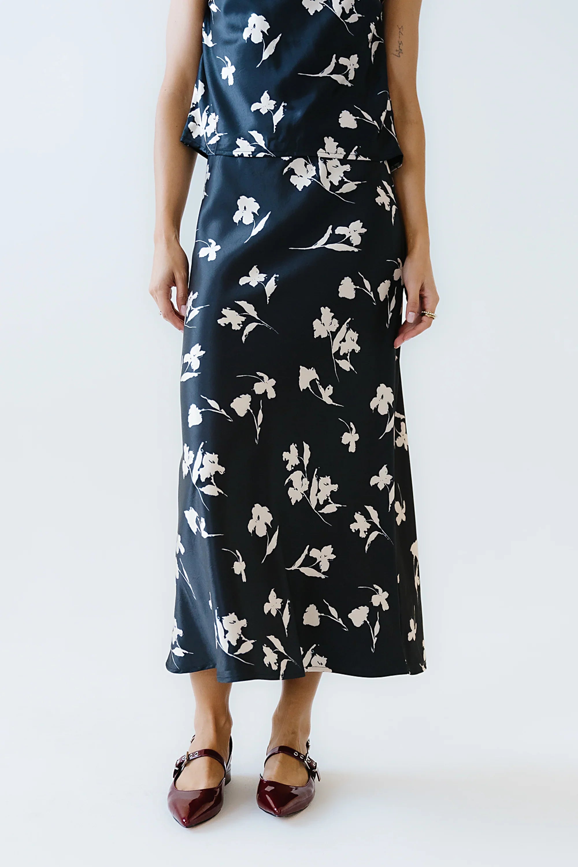 Carsyn Floral Maxi Skirt in Black
