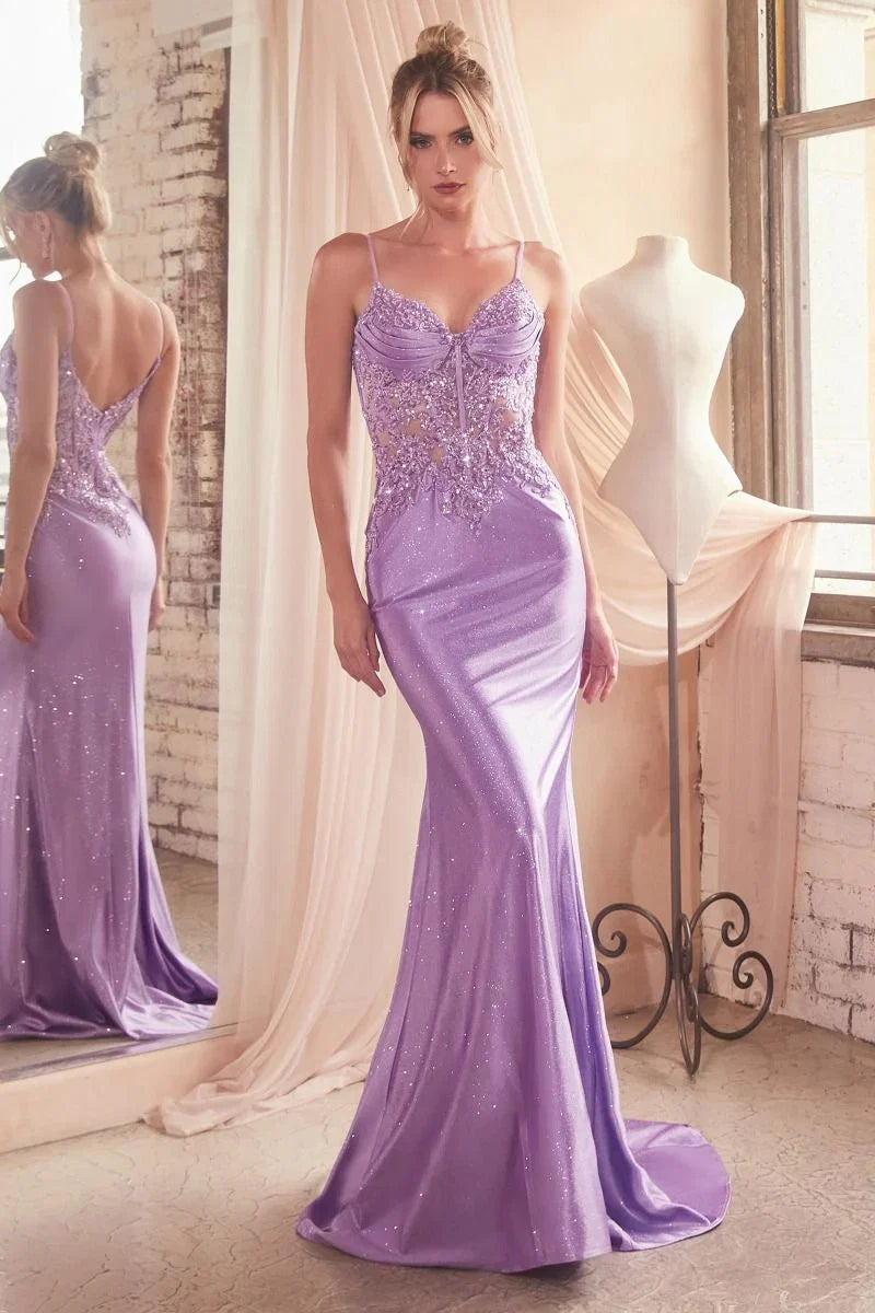 Jodie Gown Fitted Lace Appliqué Evening Dress