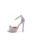 Rhinestone Embellished Open Toe Ankle Strap Stiletto Heels