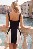 Black A Line Square Neck Short Homecoming Dress