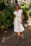 Edith Contrast Midi Dress in Natural FINAL SALE