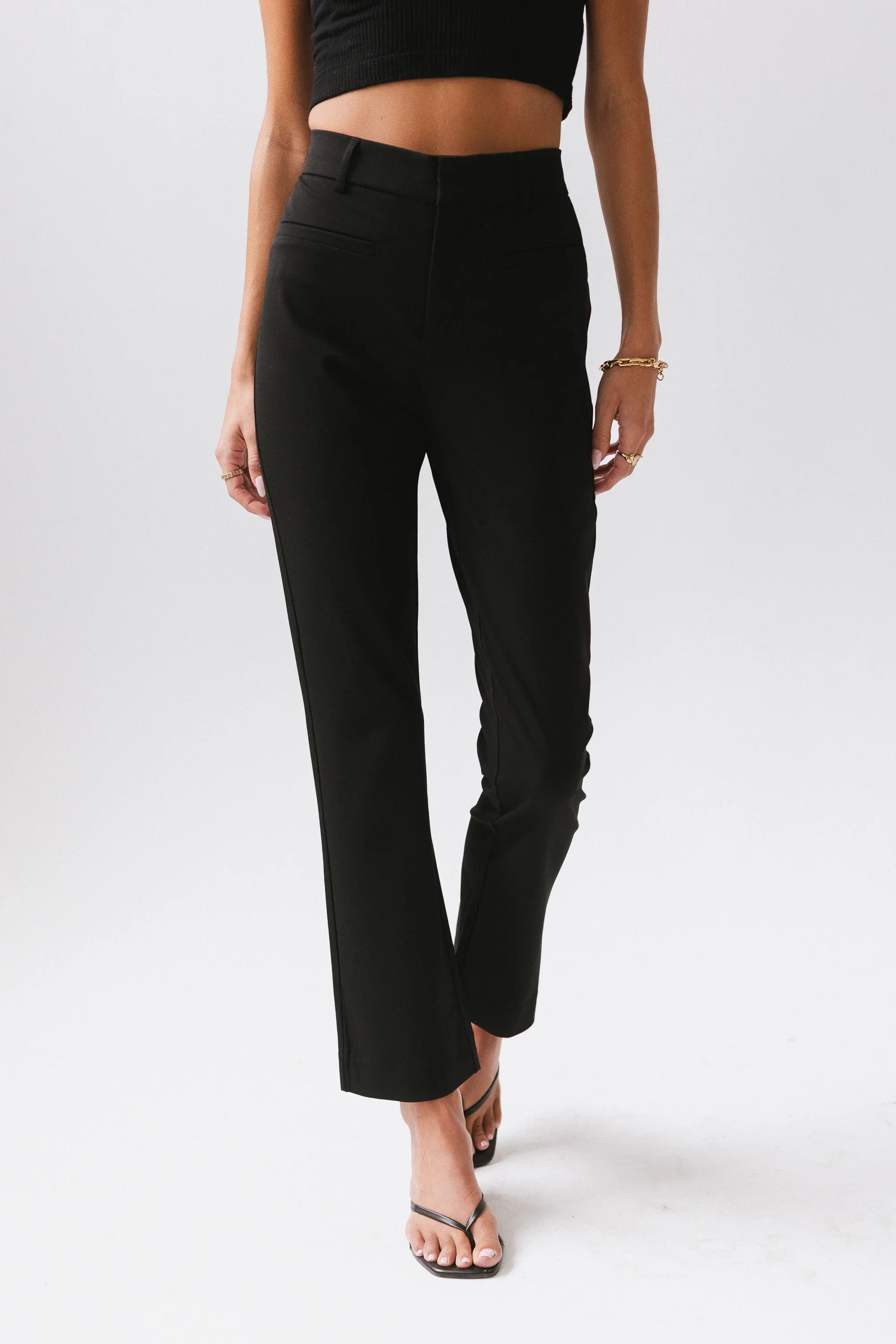 Willow Slim Straight Trouser in Black