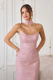 Jules Gown Shimmering Lace Dress With Chiffon Scarf