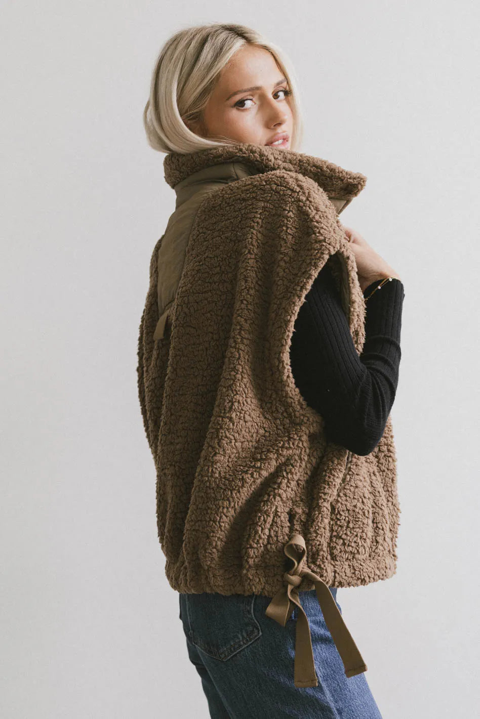 Johanna Sherpa Vest in Brown FINAL SALE