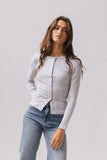 Mia Button Up Top in Grey