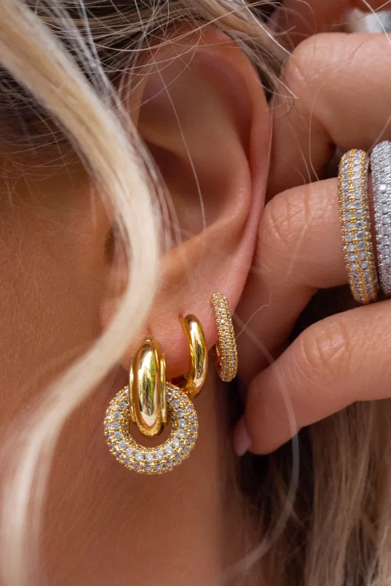 LUV AJ Pave Interlock Hoops
