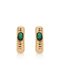 Ribbed Emerald Large Hoops