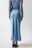 Tory Satin Maxi Skirt in Blue