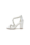 Open Point Toe Rhinestone Beaded Wedding Shoes