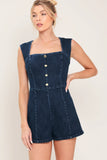 DARK WASH ICON DENIM ROMPER