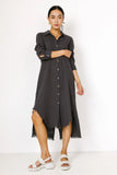 Winnie Button Up Dress in Charcoal FINAL SALE