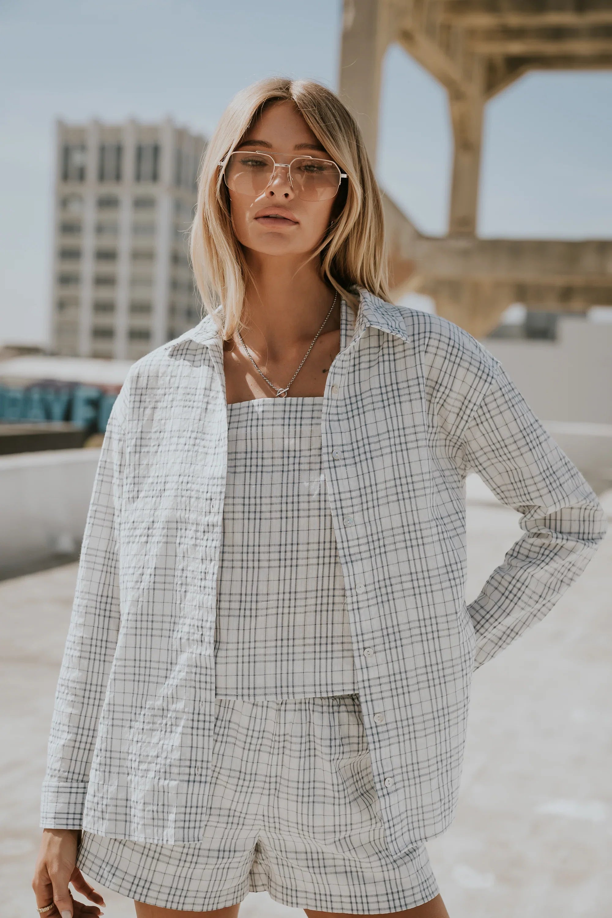 Viola Plaid Button Up