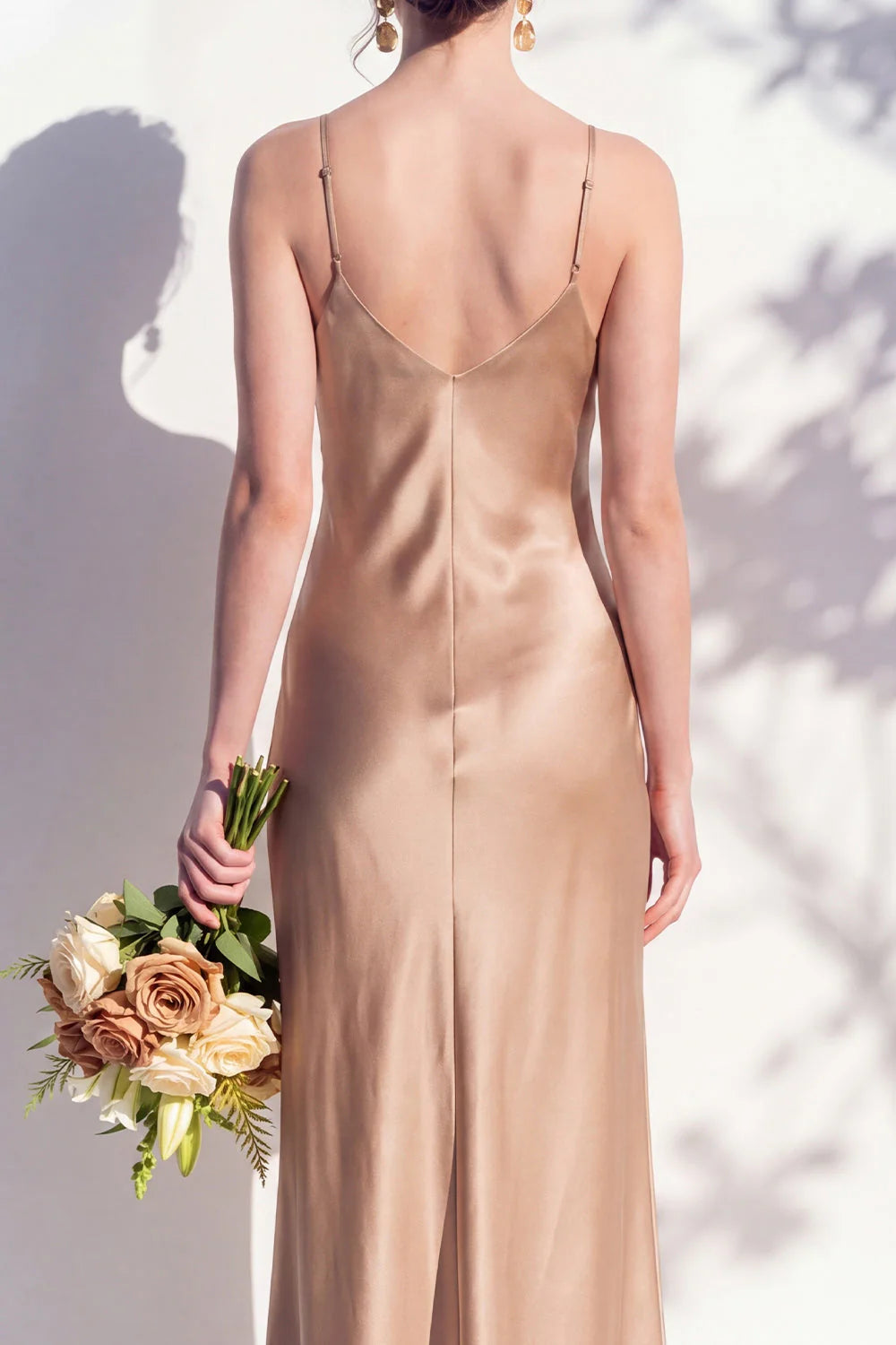 Satin Spaghetti Straps Sheath Sage Bridesmaid Dress