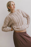 Annie Cable Knit Sweater in Taupe FINAL SALE